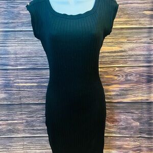 Arden B Black Ribbed Mini Dress